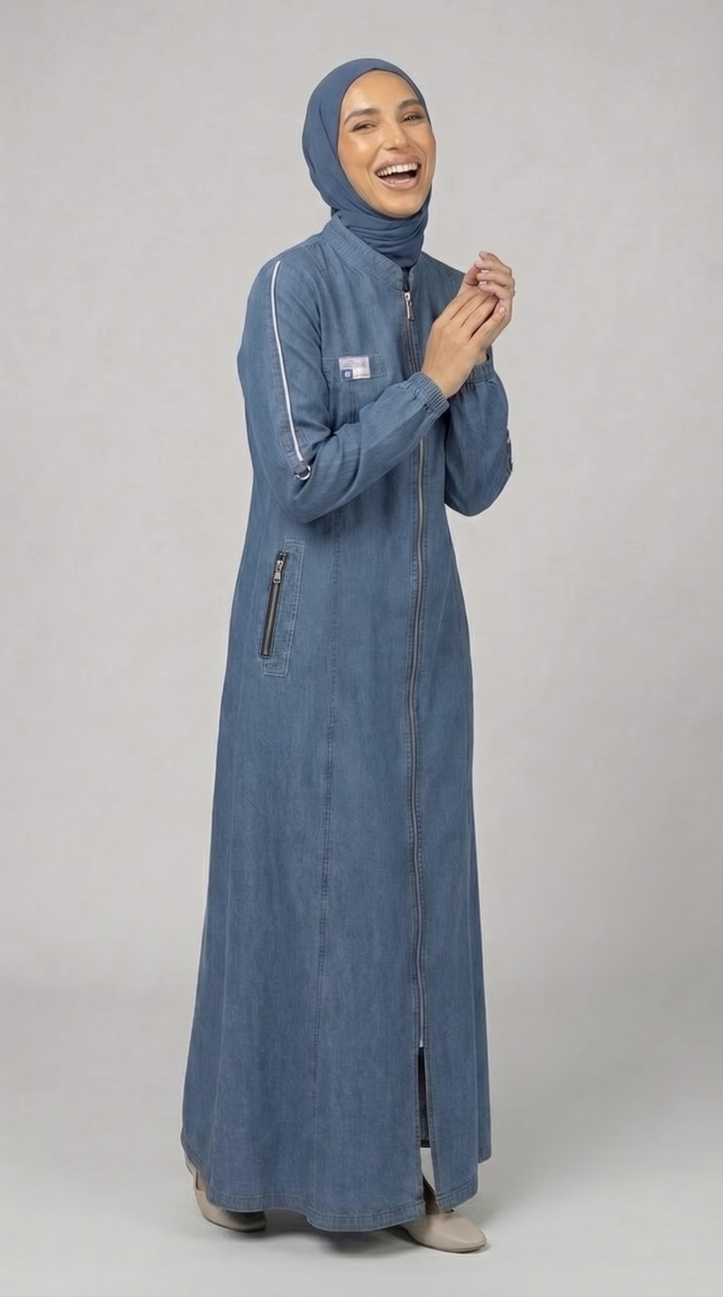 ZIP UP DENIM ABAYA (TURKISH DESIGN) S6